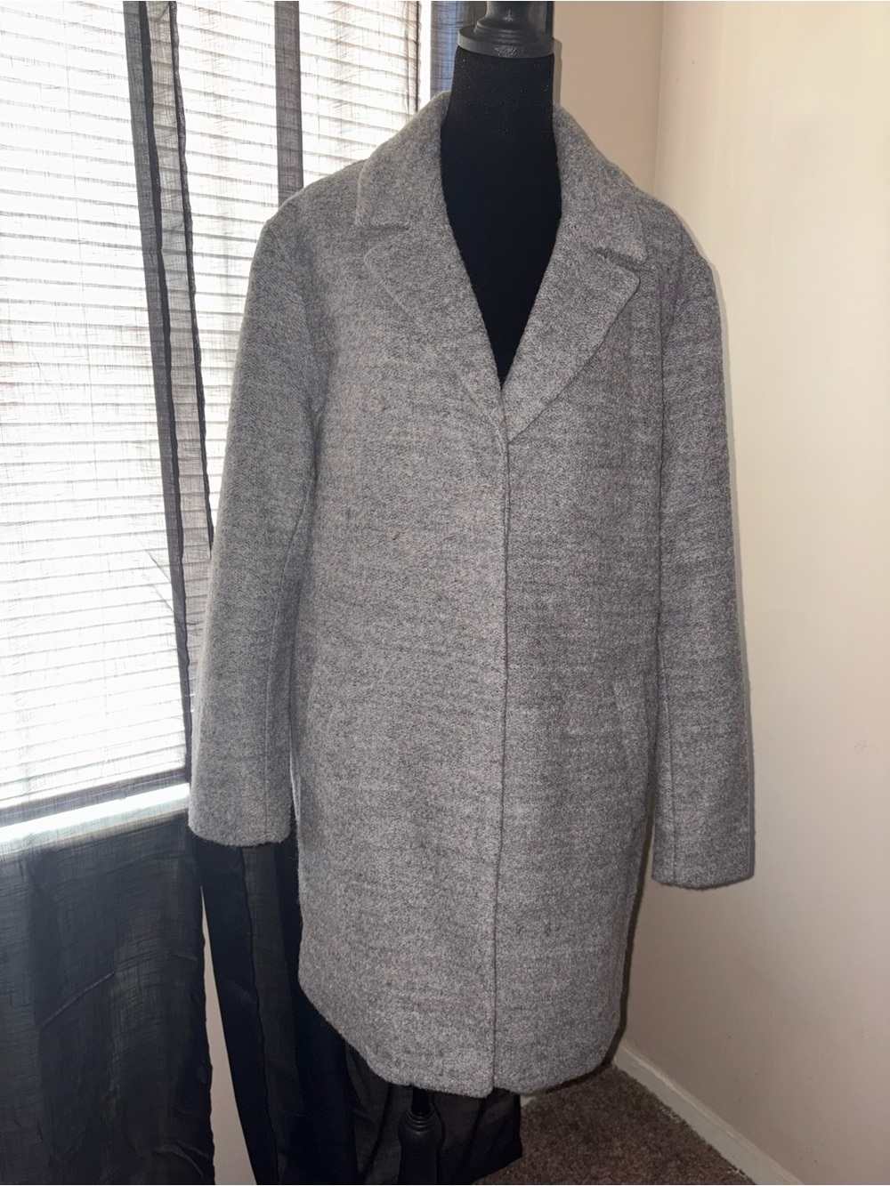 H&M Gray Single-Breasted Pea Coat